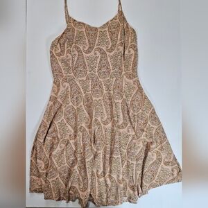 Old Navy Dress‎ Womens Large Cream Orange Floral Boho Smocked Spaghetti Strap